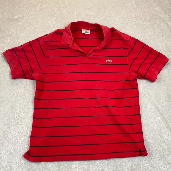 Lacoste Mens Polo Shirt Size XL 6 Short Sleeve Classic Casual Red Striped Pullov - Picture 6 of 7